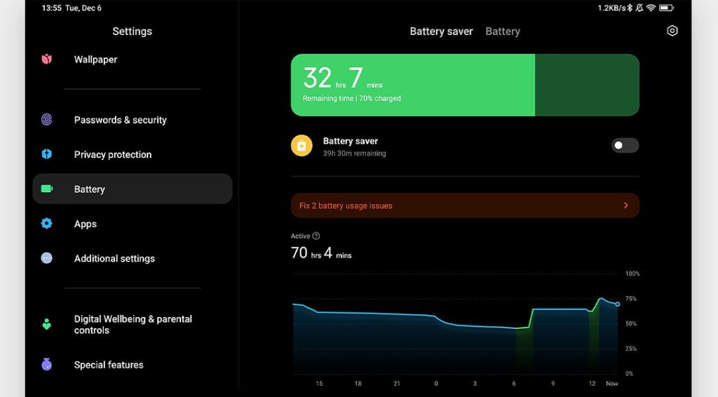 MIUI 13 offers a quality battery management utility which allows your to efficiently diagnose all the potential issues with unwanted battery drain.