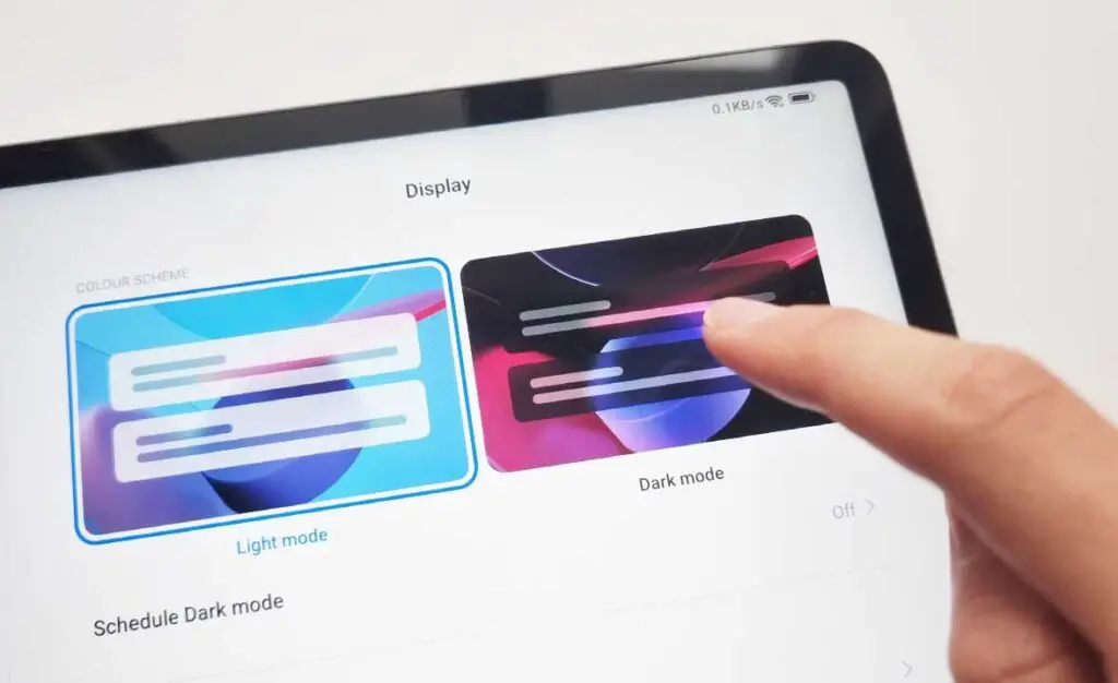 Xiaomi Pad 5 light and dark interface mode.