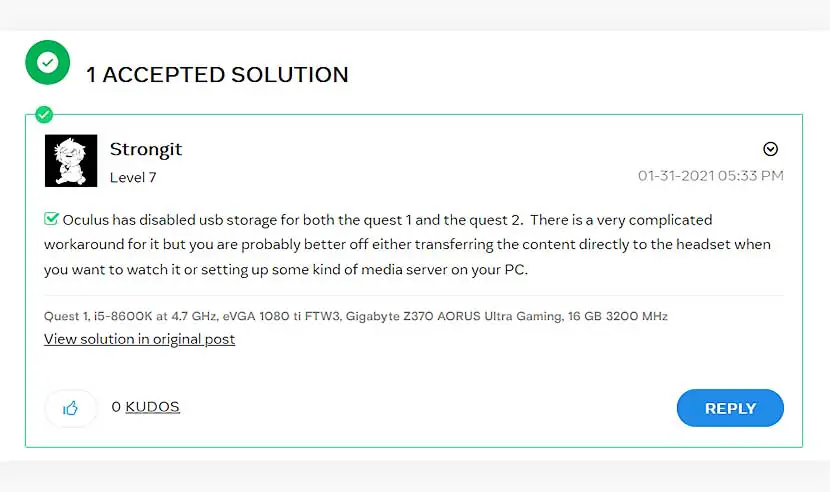 One of the answers to this question suggests that using an external USB device with your Oculus headset is not a plug-and-play type of situation.