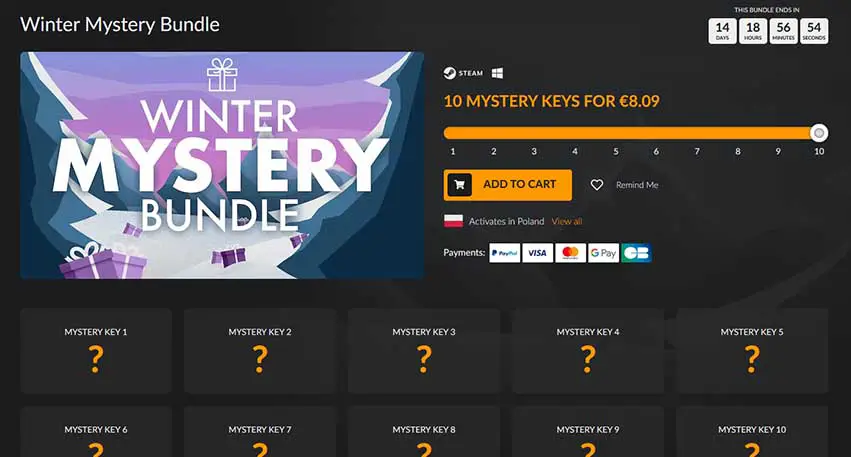 Fanatical.com also offers quite a few mystery key bundle options - including time limited seasonal deals.