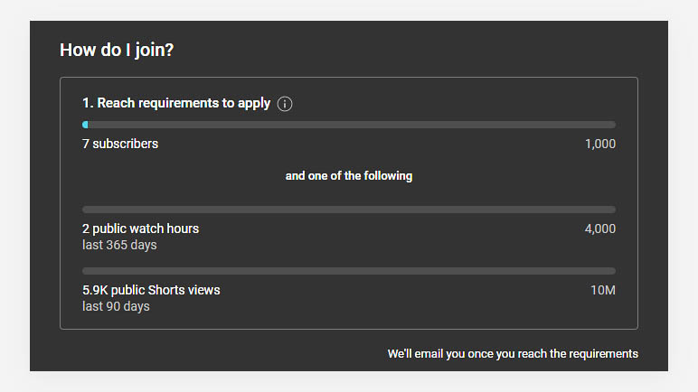 To start monetizing your shorts, you will have to join the YouTube Partner Program.