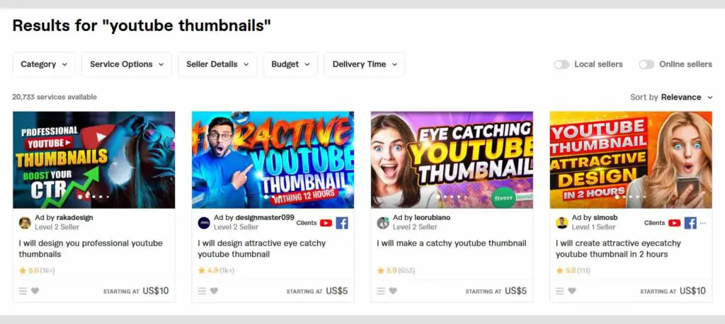 YouTube thumbnail designs are among the most popular things you can get on Fiverr - and they're really affordable too!