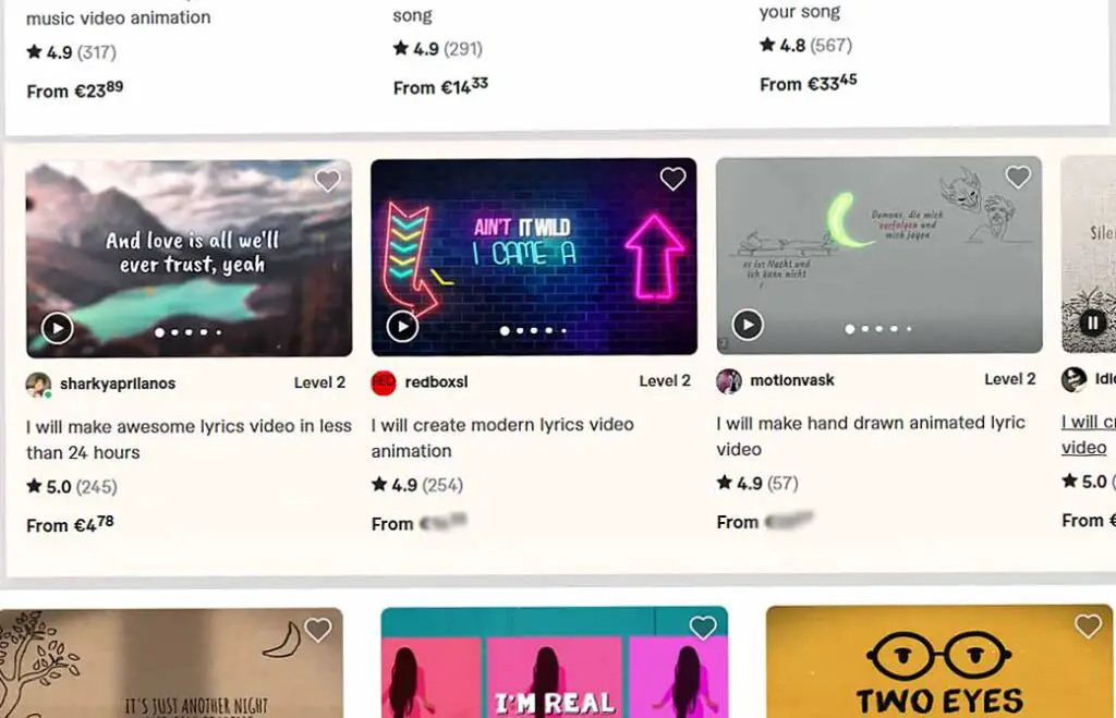 There are a lot of great offers when it comes to affordable and high quality lyric videos on Fiverr.com