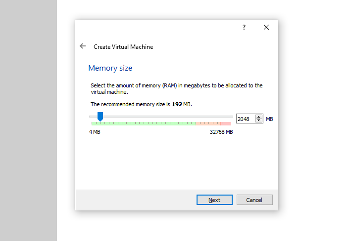 Picking an appropriate amount of RAM for your virtual machine.