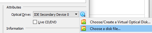 Importing your OS ISO image from your hard drive.