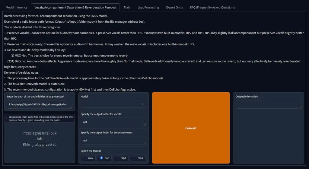 The RVC WebUI features a neat vocals separation tool, should you need one along the way.