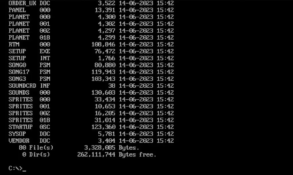 With regular dir command directory file listing in DOS, some files can get caught outside of the visible display area.