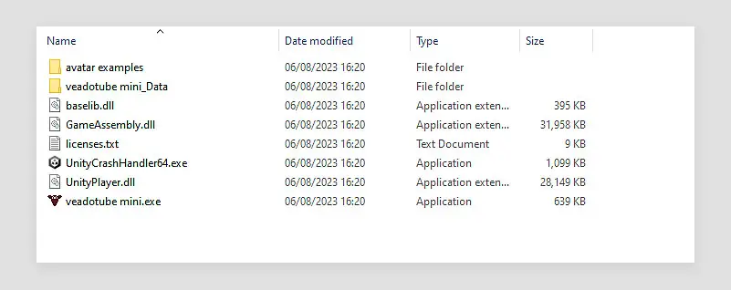 Unpack the archive and run the veadotube mini.exe file to start up the Veadotube software.