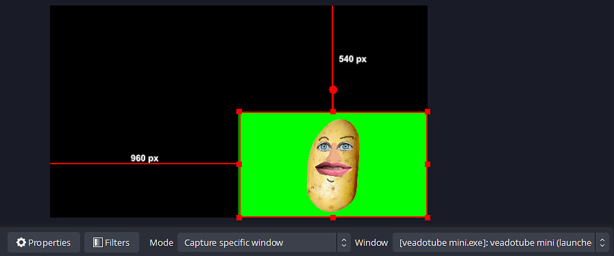 You will see your Veadotube scene appear on your main OBS screen - you can freely resize it and move it around!