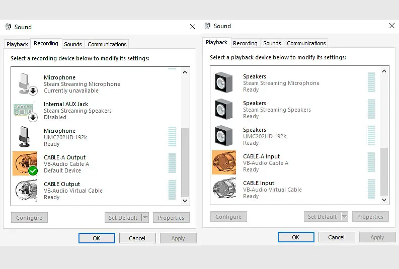 After the finished installation process, the virtual audio cable endpoints should be now visible in your system sound devices list menu (Settings -> System -> Sound).