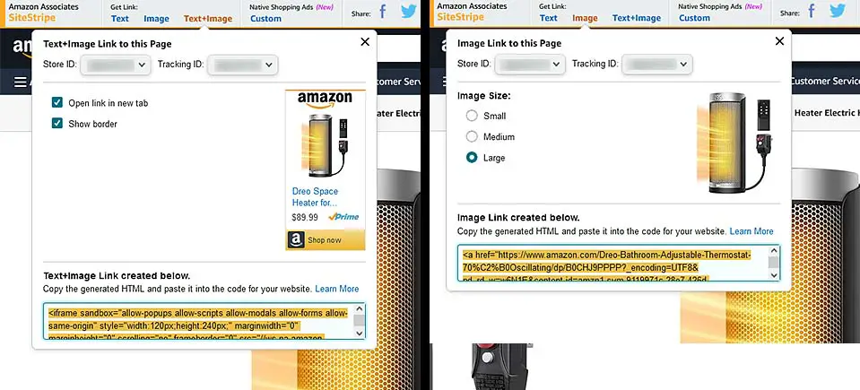 The Image and Text+Image features have been removed from the Amazon SiteStripe.