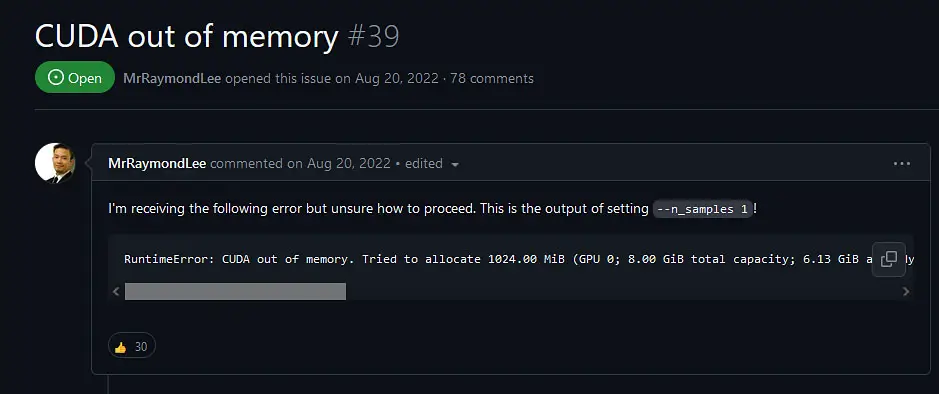 CUDA out of memory errors in Stable Diffusion.