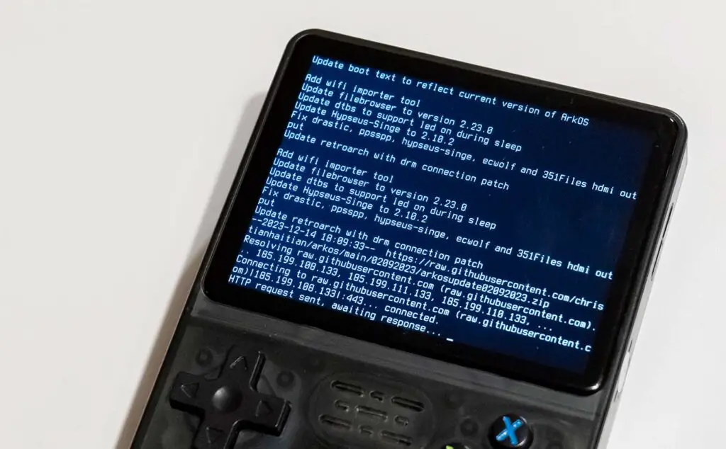 Updating ArkOS on the R36S handheld emulator.