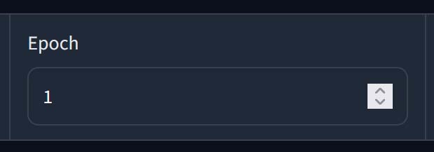 Number of training Epochs slider - Kohya GUI.