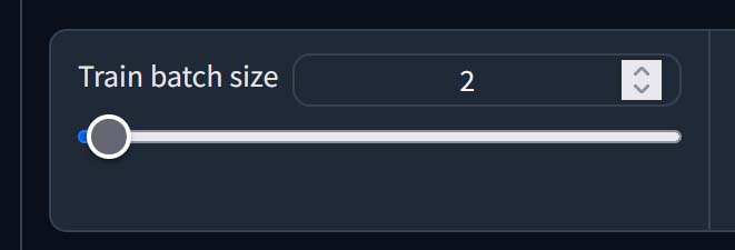 Train batch size setting slider in Kohya.