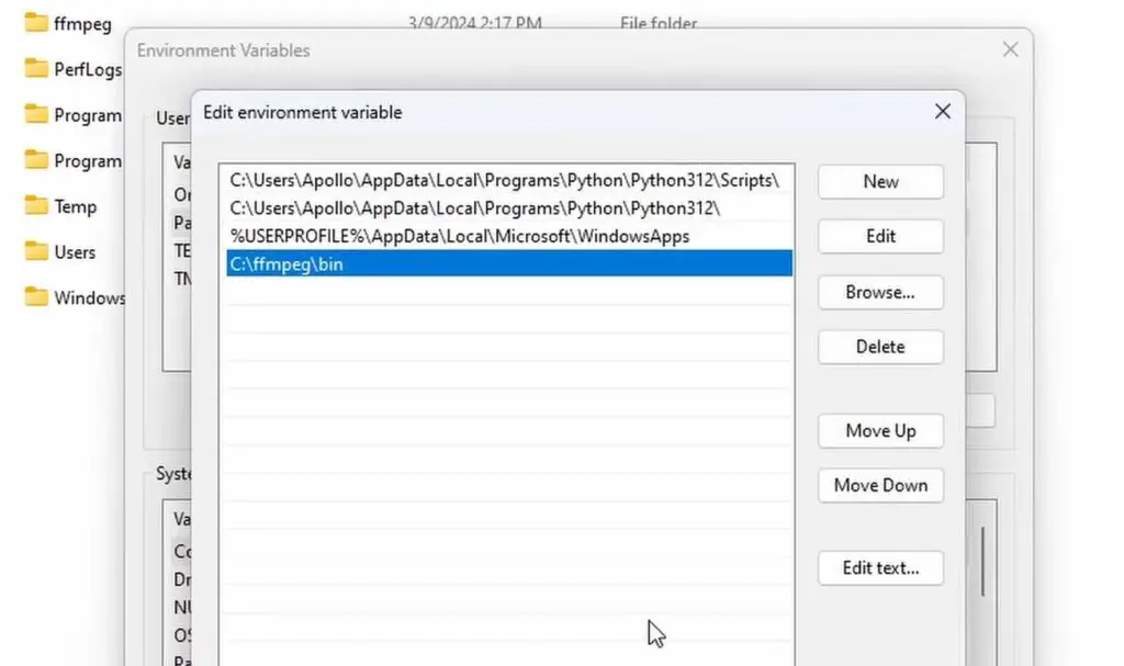 Editing the PATH system environment variable and adding a new entry.