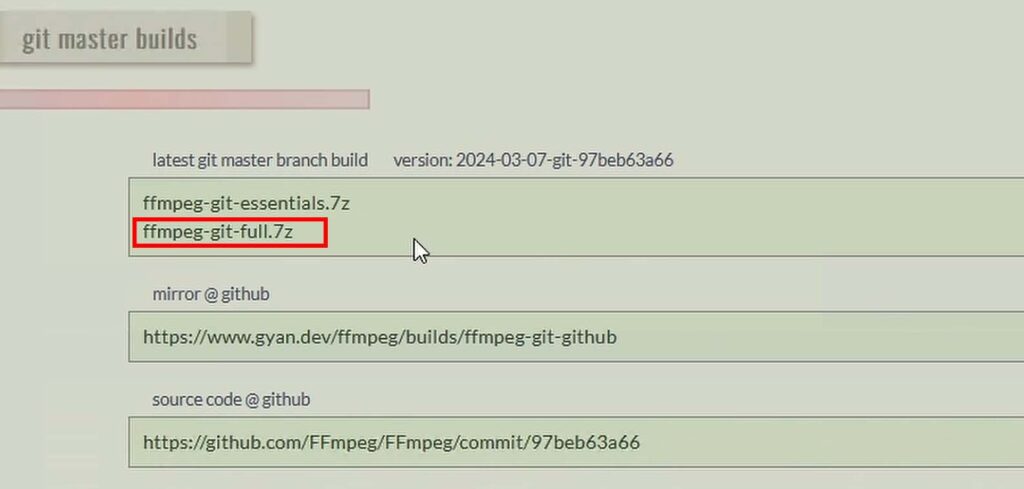 Latest git master branch builds for ffmpeg.