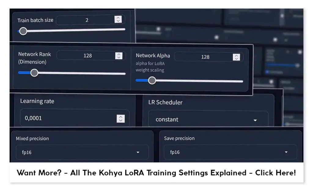 Kohya GUI LoRA training settings setup guide.