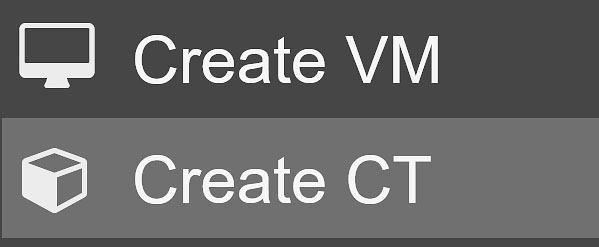 Creating a VM or a CT in Proxmox.