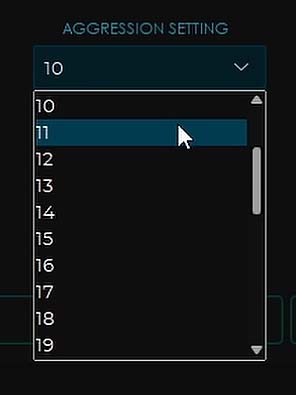 Aggression setting values.