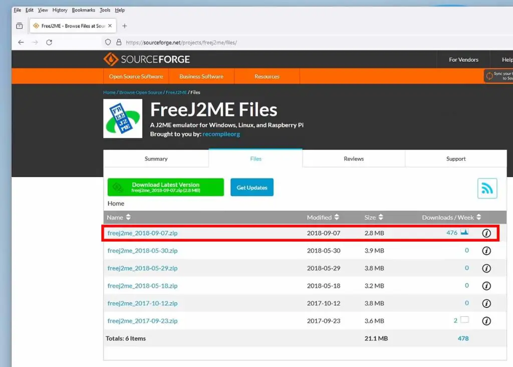 Picking the latest FreeJ2ME package from the SourceForge repository.