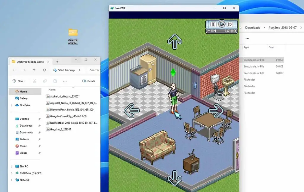 The Sims 3 java game running on the J2ME emulator.