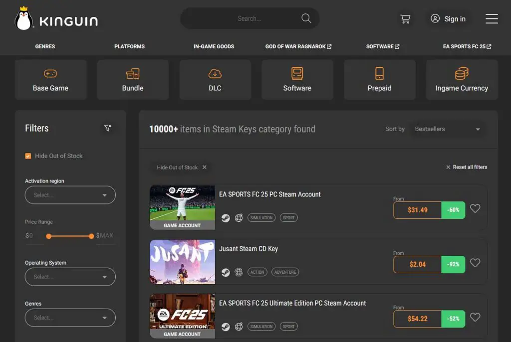 Kinguin marketplace