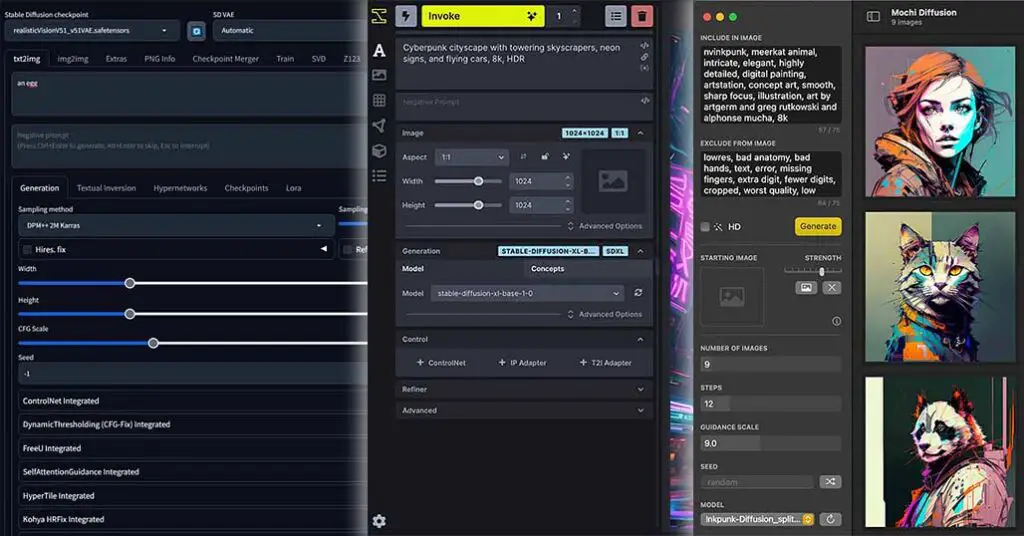 Different kinds of local Stable Diffusion clients.