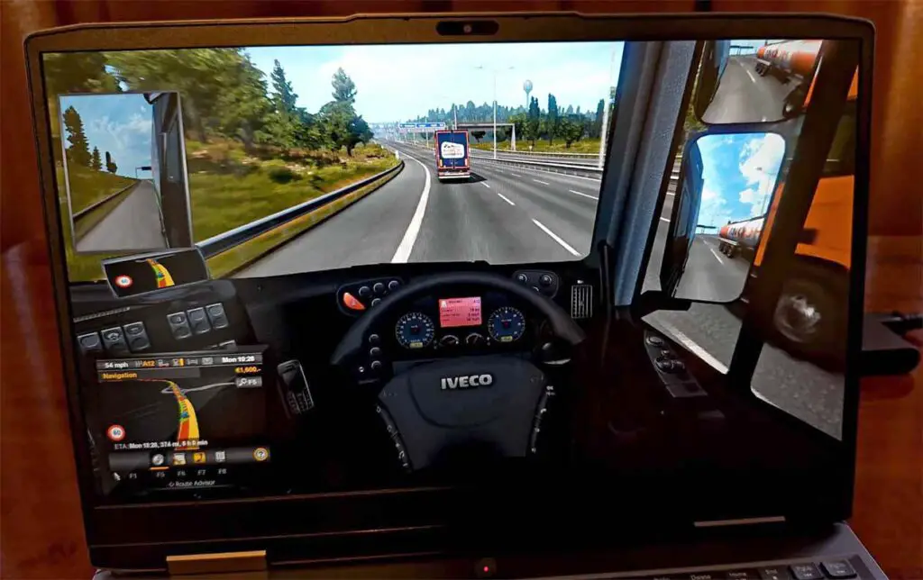 Euro Truck Simulator running on the Lenovo LOQ 15.