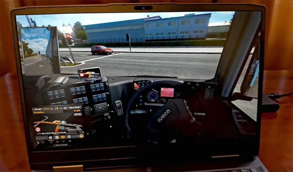 Playing Euro Truck Simulator 2 on the Lenovo LOQ 15IR8H.