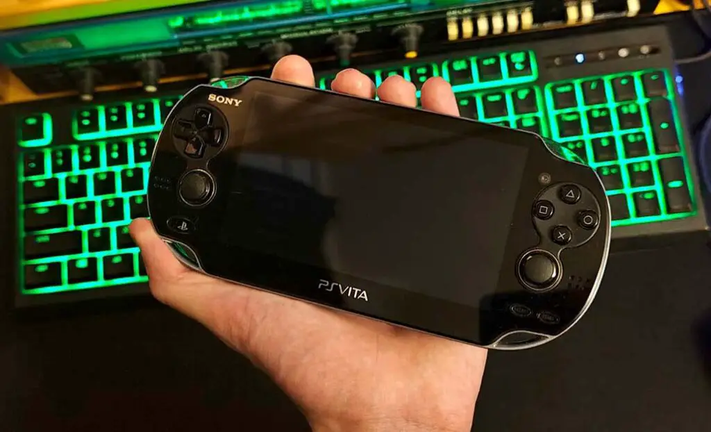 A used PlayStation Vita handheld purchased online.