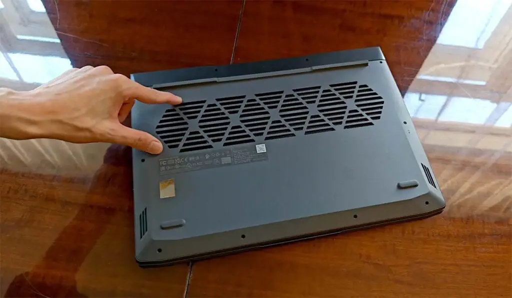 Air intake on the bottom of the laptop.