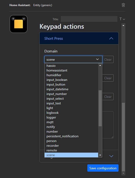 Configuring the keypad actions.