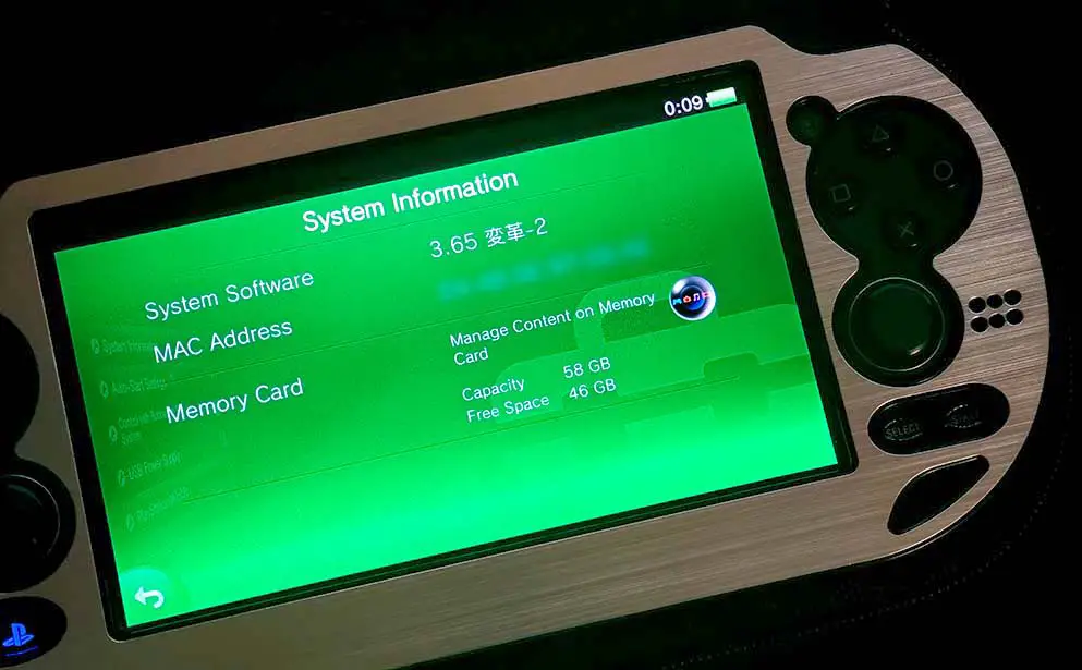 Checking the system software version on the PlayStation Vita.