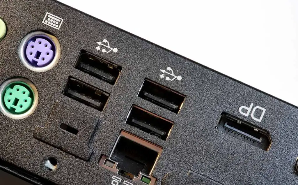 Close-up of the I/O ports on the back panel of the S720.