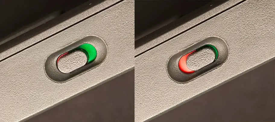 The on/off indicator on the K400 Plus.