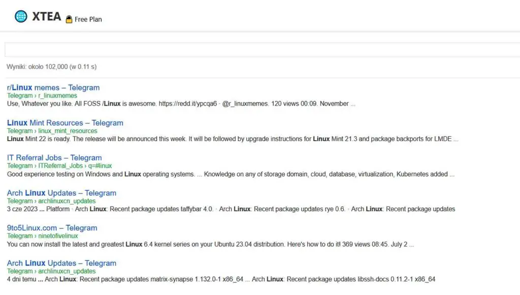 XTEA Pro example search query.