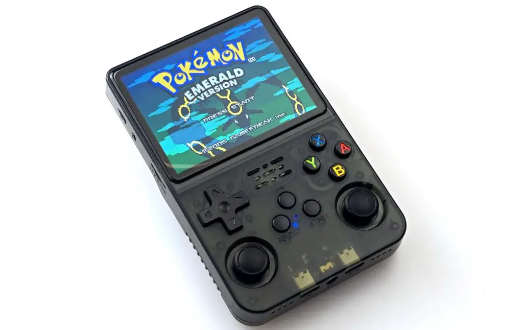 The R36S pocket handheld emulator console.