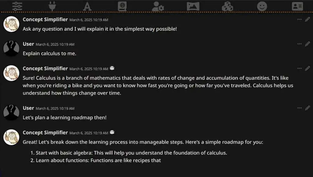 Concept Simplifier character chat in SillyTavern.