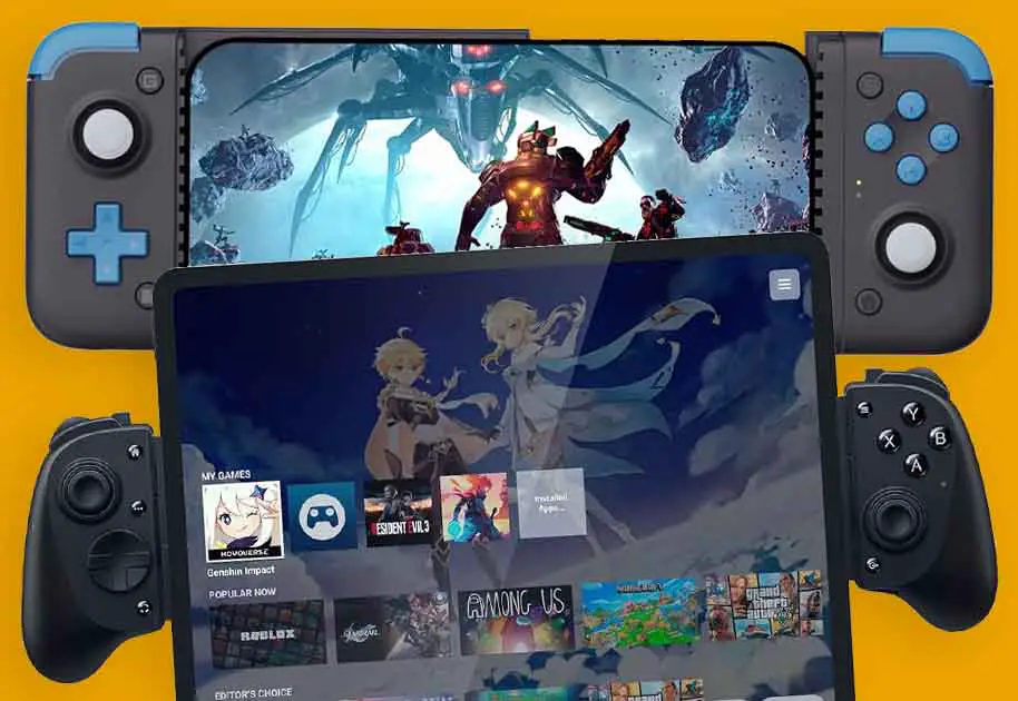 Clip-on controllers made for small, and larger mobile devices comparison. Top: GameSir X2s, bottom: Razer Kishi V3 Pro XL.