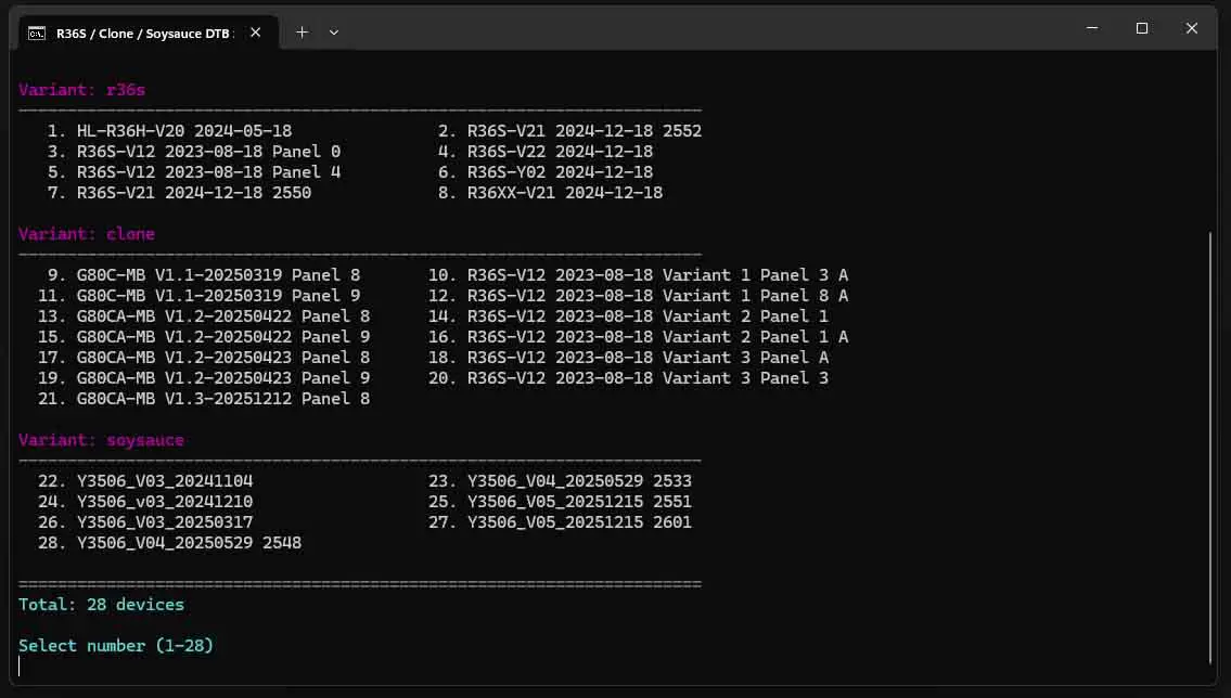 dArkOSRE-R36 clone/panel selection script.