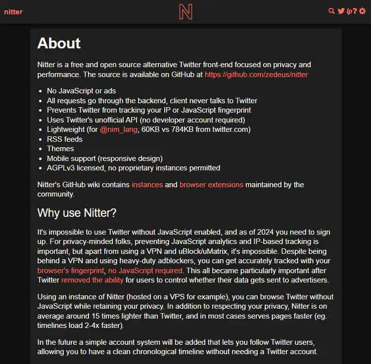 Nitter about project page snippet.