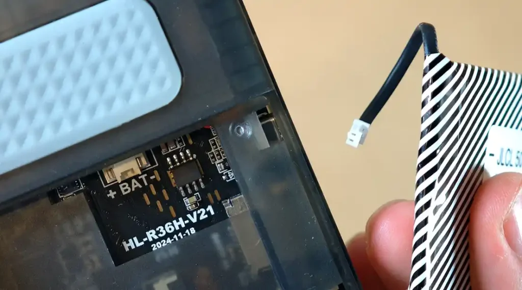 R36H battery disconnected from the mainboard.