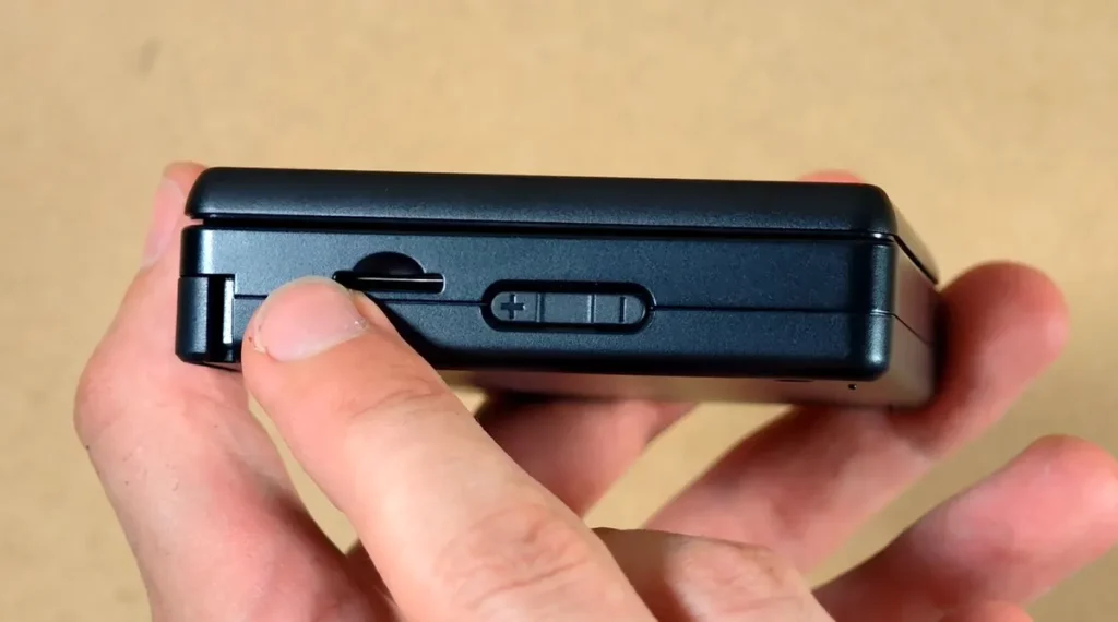 The left side of the RG Rotate with the microSD slot and volume rocker.