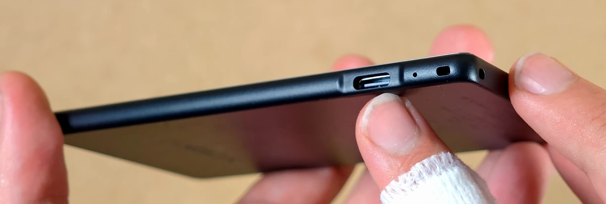 USB-C port and LED hole on the side of the Xteink X4.
