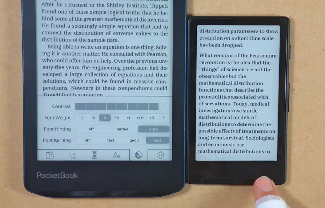 PocketBook Verse Pro next to the Xteink X4 during the comparison.