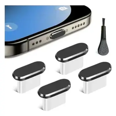 Soft USB-C port plugs and a small cleaning brush