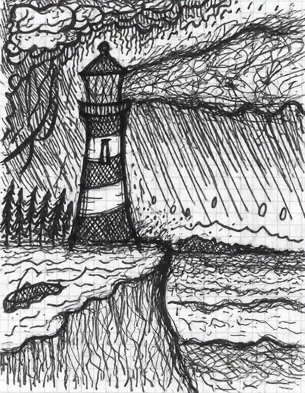 A lighthouse on a cliff in a storm generated with my Krea 2 LoRA at 0.8 strength. Tom Smigla style.